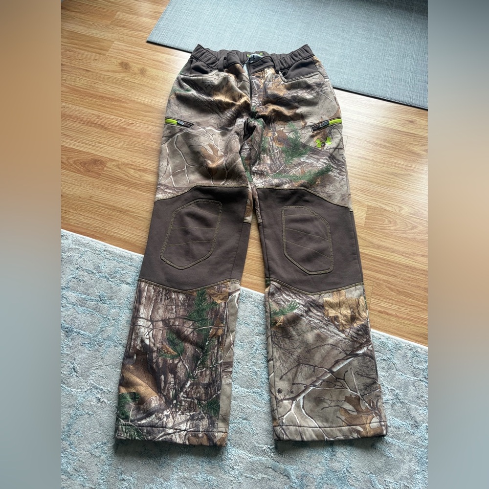 Under Armour Brown Scent Control Fleece-Lined Pants with Neon Logo